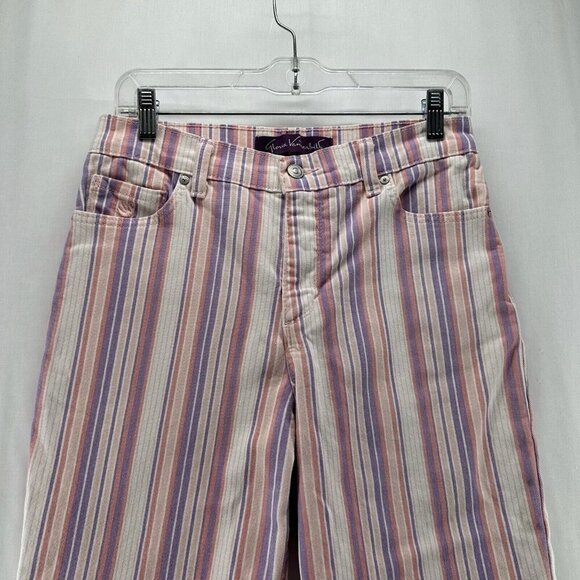 Gloria Vanderbilt Capri Pants Womens Sz 6 Flex Stretch Vertical Striped Pink - Picture 3 of 11